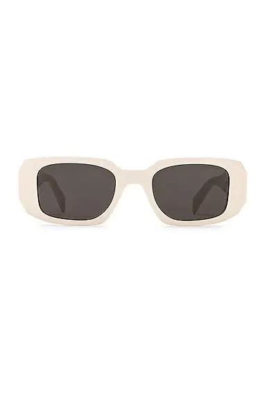 Prada Scultoreo Narrow Sunglasses in White & Dark Grey